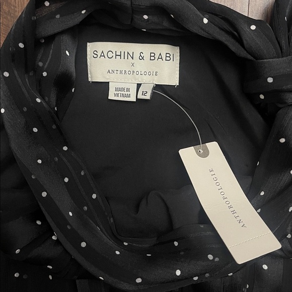 NWT Anthropologie Sachin + Babi Black Polka Dot Halter Midi lace detail Dress 12 - Picture 8 of 15